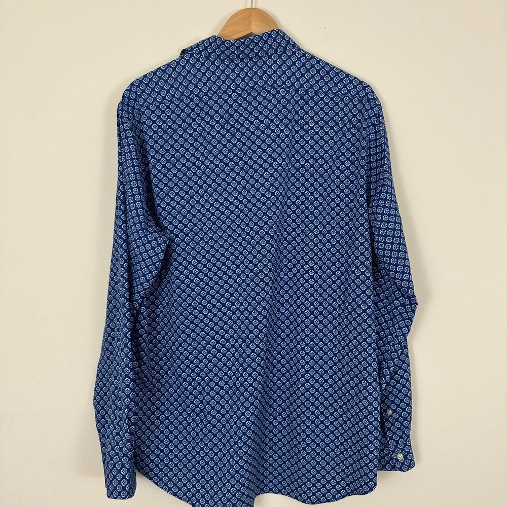 Ralph Lauren Classic Fit Performance Shirt Blue Geometric Button Down Mens XL